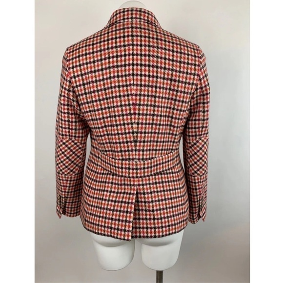 Talbots Houndstooth Plaid Wool Blazer Academia Size 6P Elbow Patch Women - Picture 10 of 16